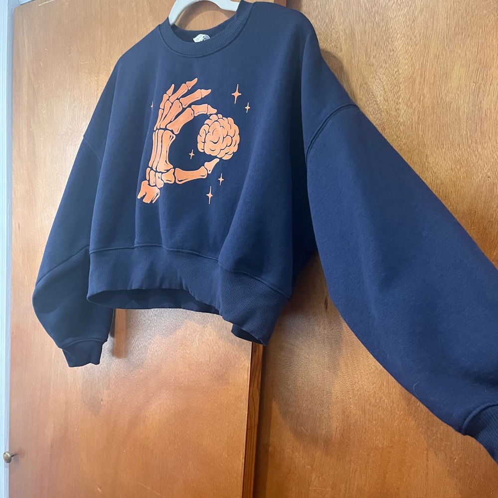 PROTREND Navy Blue Skeleton Hand Sweater - Picture 4 of 6
